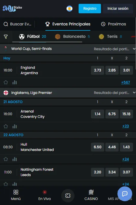 Apuestas deportivas MyStake desde el móvil