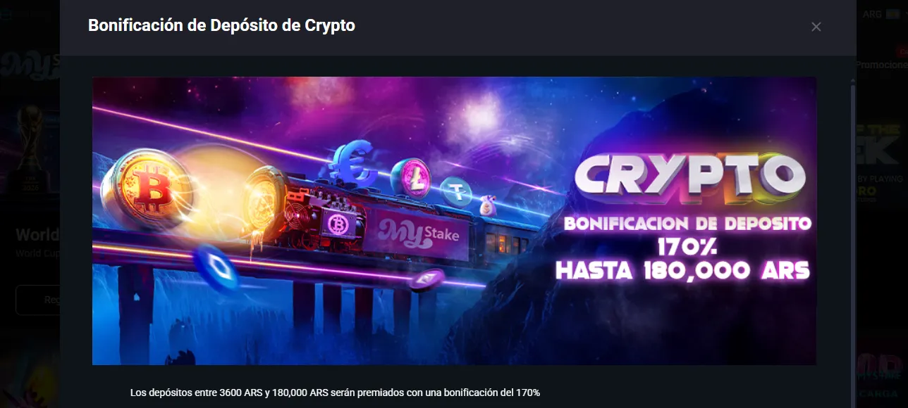 Bono cripto MyStake y cashback