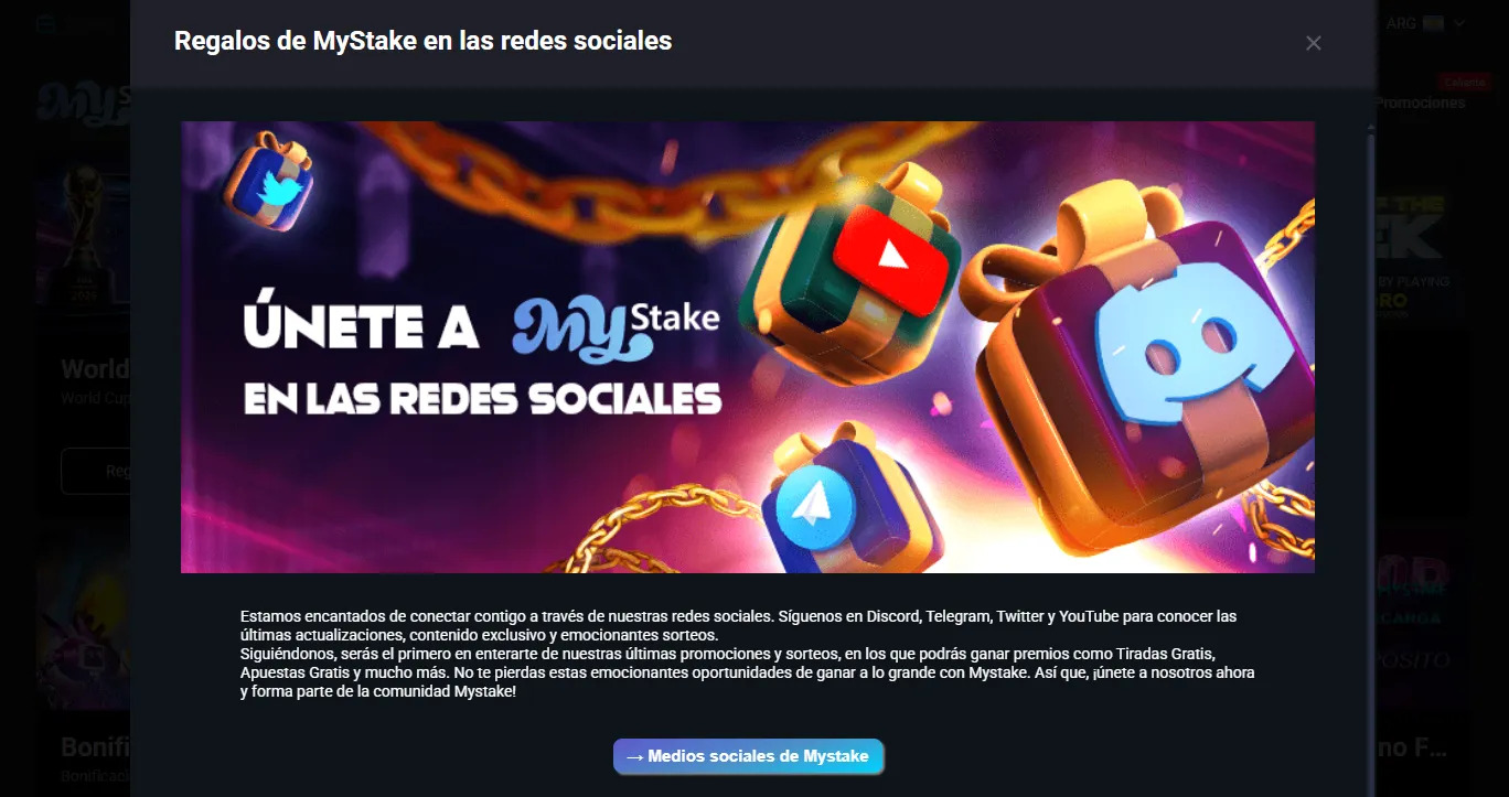 Bonos sociales y sorteos MyStake
