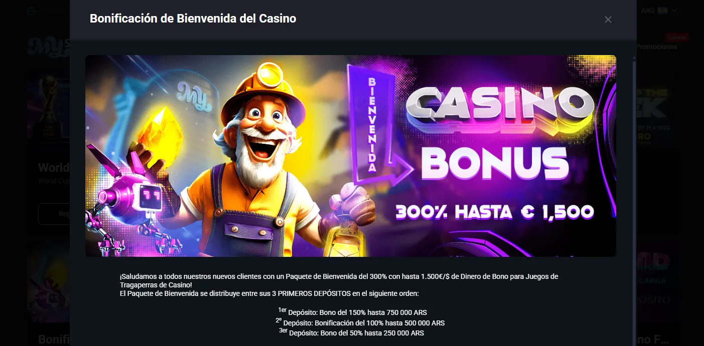 Bono de bienvenida MyStake Casino y ofertas de slots
