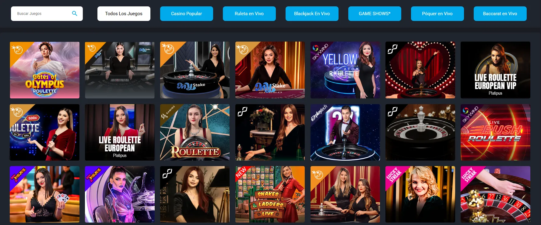 Mesas de casino en vivo y juegos de casino MyStake
