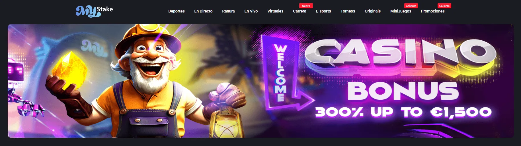 Bono de bienvenida MyStake Casino y oferta de slots