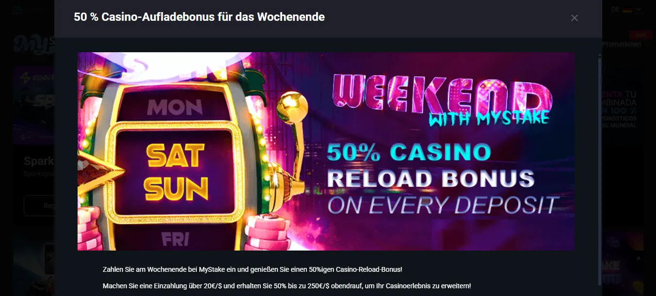 MyStake Wochenend-Reload-Bonus