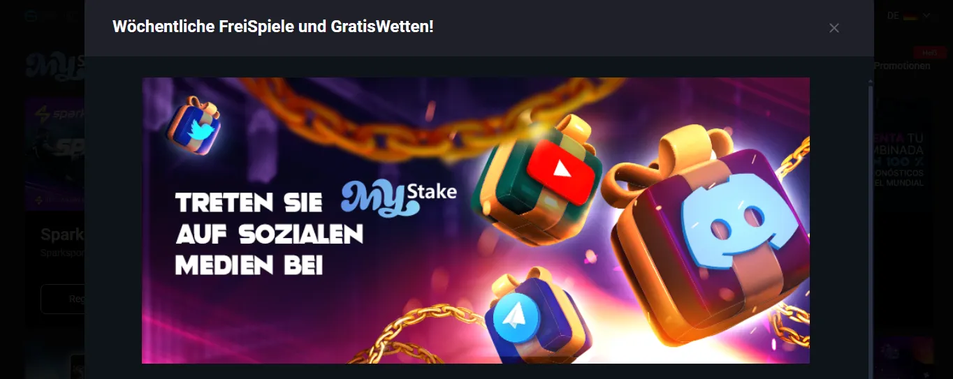 MyStake Social-Media-Boni und Giveaways