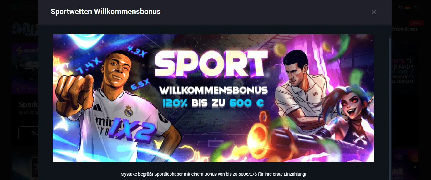 MyStake Sportwetten-Bonus und Sportaktionen