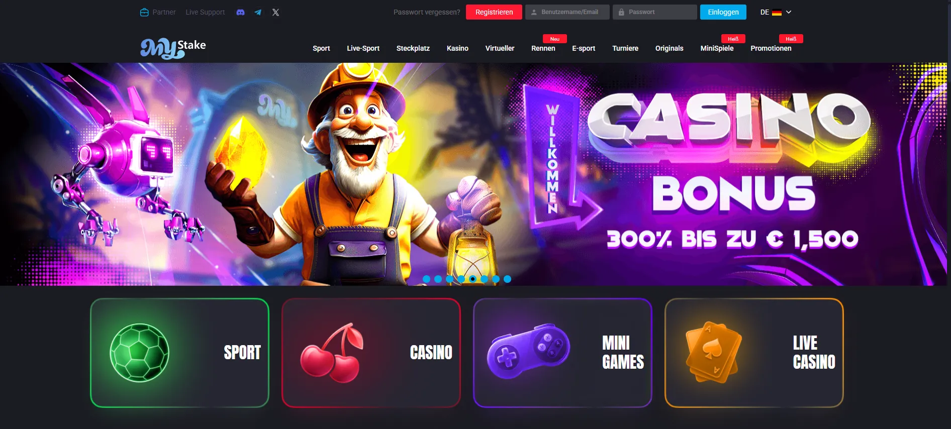 MyStake Casino- und Sportwetten-Lobby