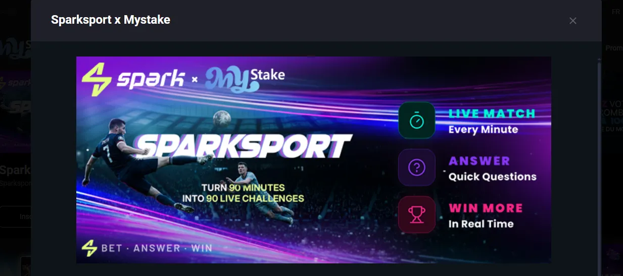 SparkSport MyStake jeu de prédiction football en direct