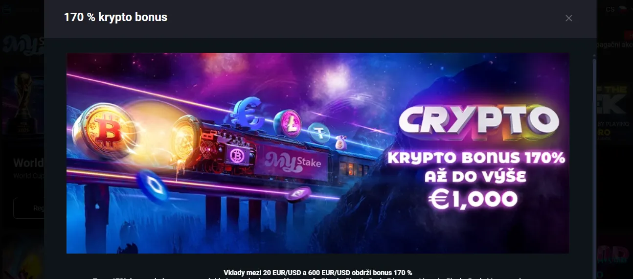 Crypto bonus MyStake a cashback