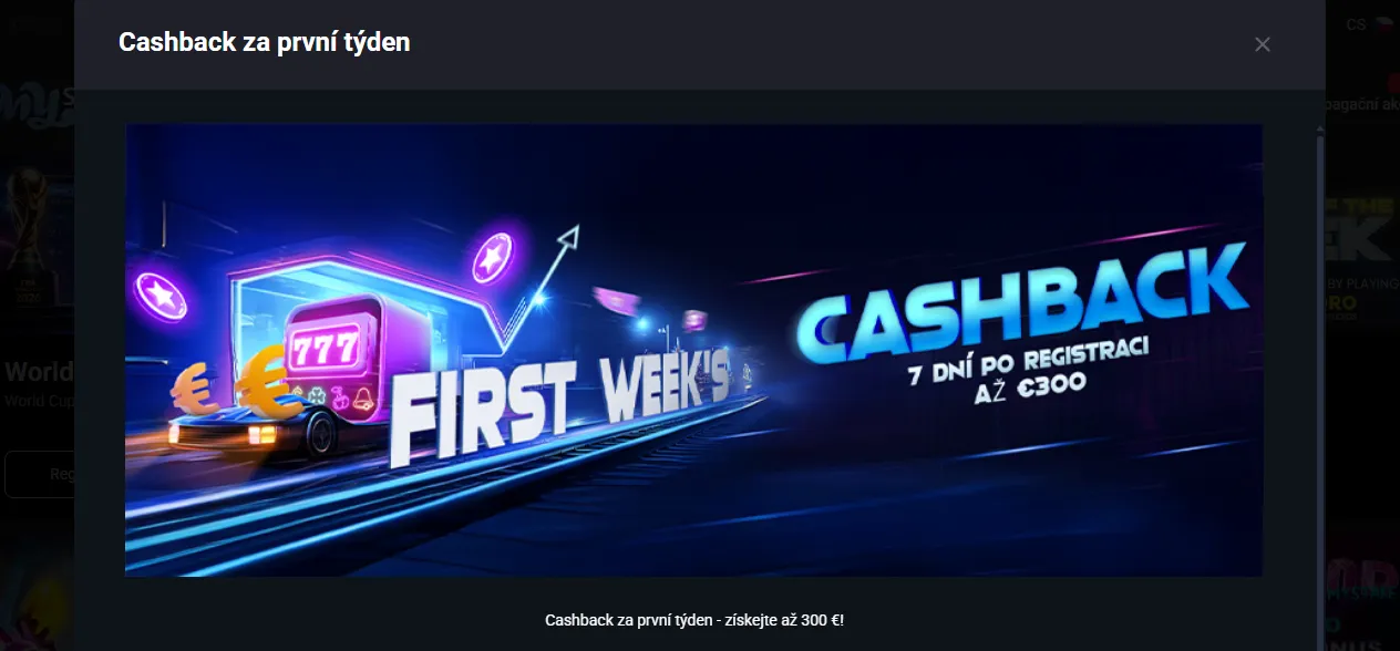 Cashback nabídka MyStake za první týden