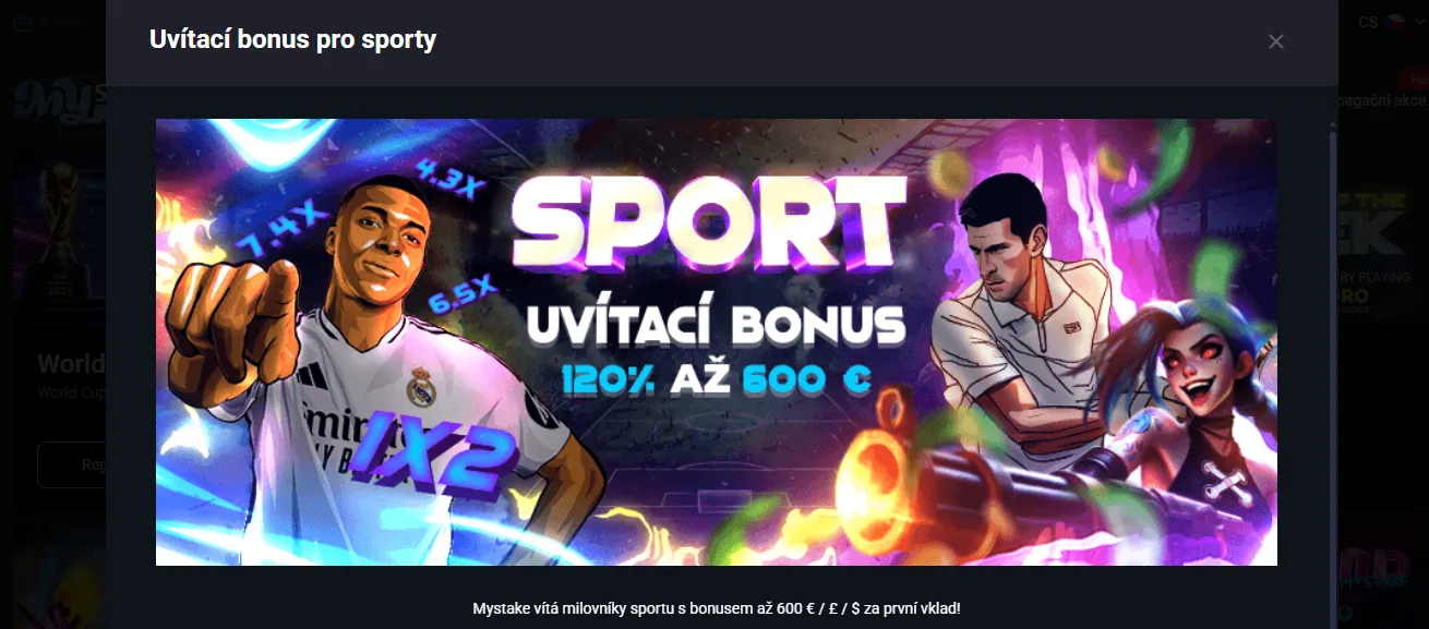 Sportovní bonus MyStake a sportovní promo akce
