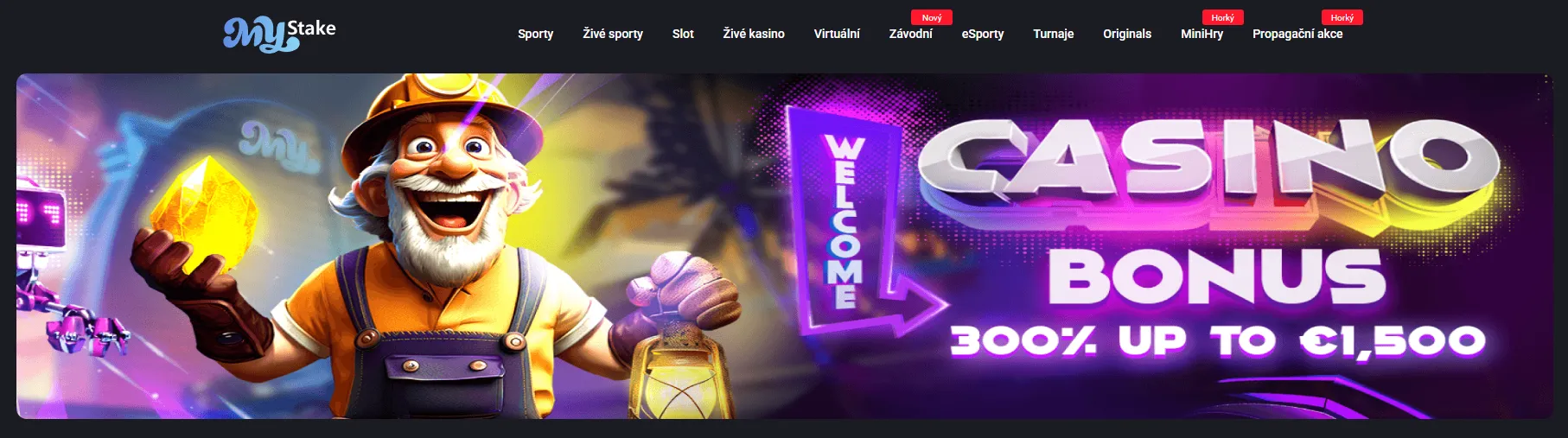 Casino uvítací bonus MyStake a slotová nabídka