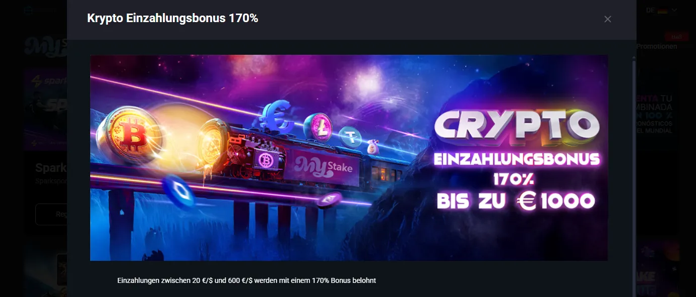MyStake Krypto-Bonus und Cashback