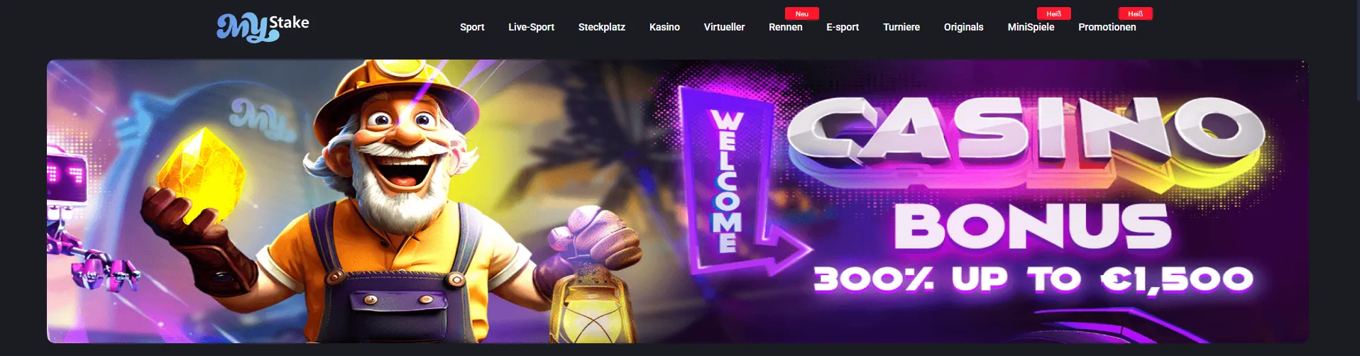 MyStake Casino-Willkommensbonus und Slot-Angebot