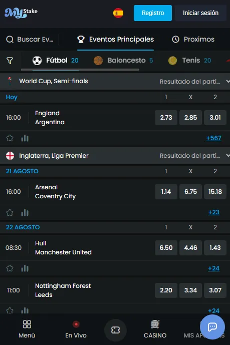 Apuestas deportivas MyStake desde el móvil
