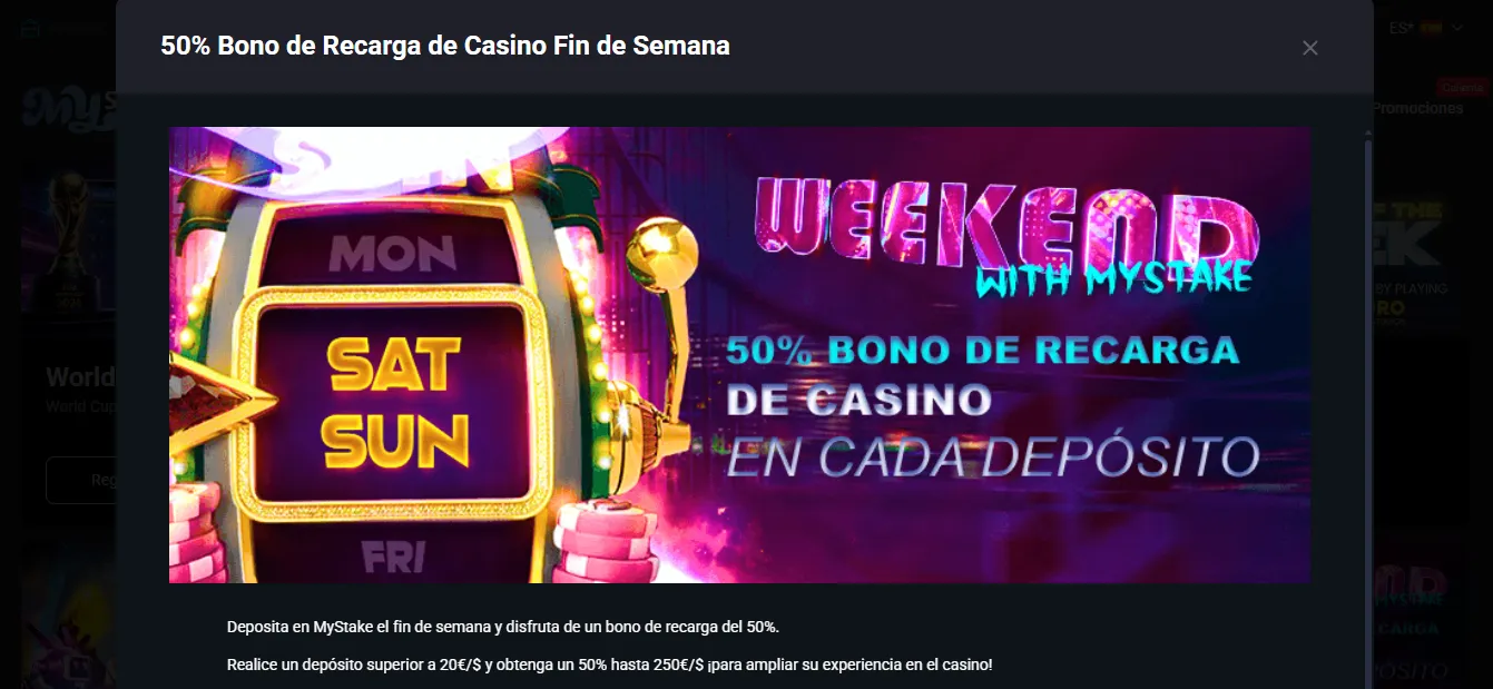 MyStake weekend reload bonus