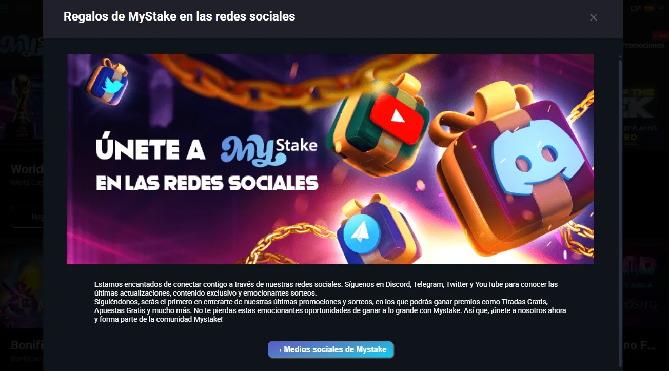 Bonos sociales y sorteos MyStake