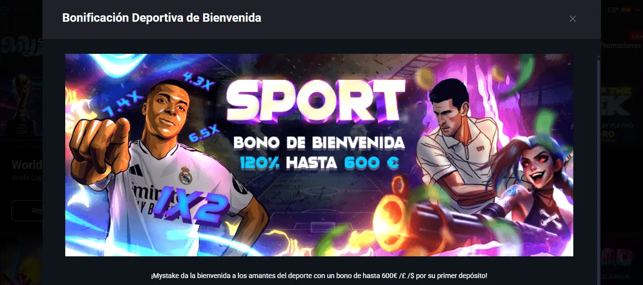 Bono deportes MyStake y promociones deportivas