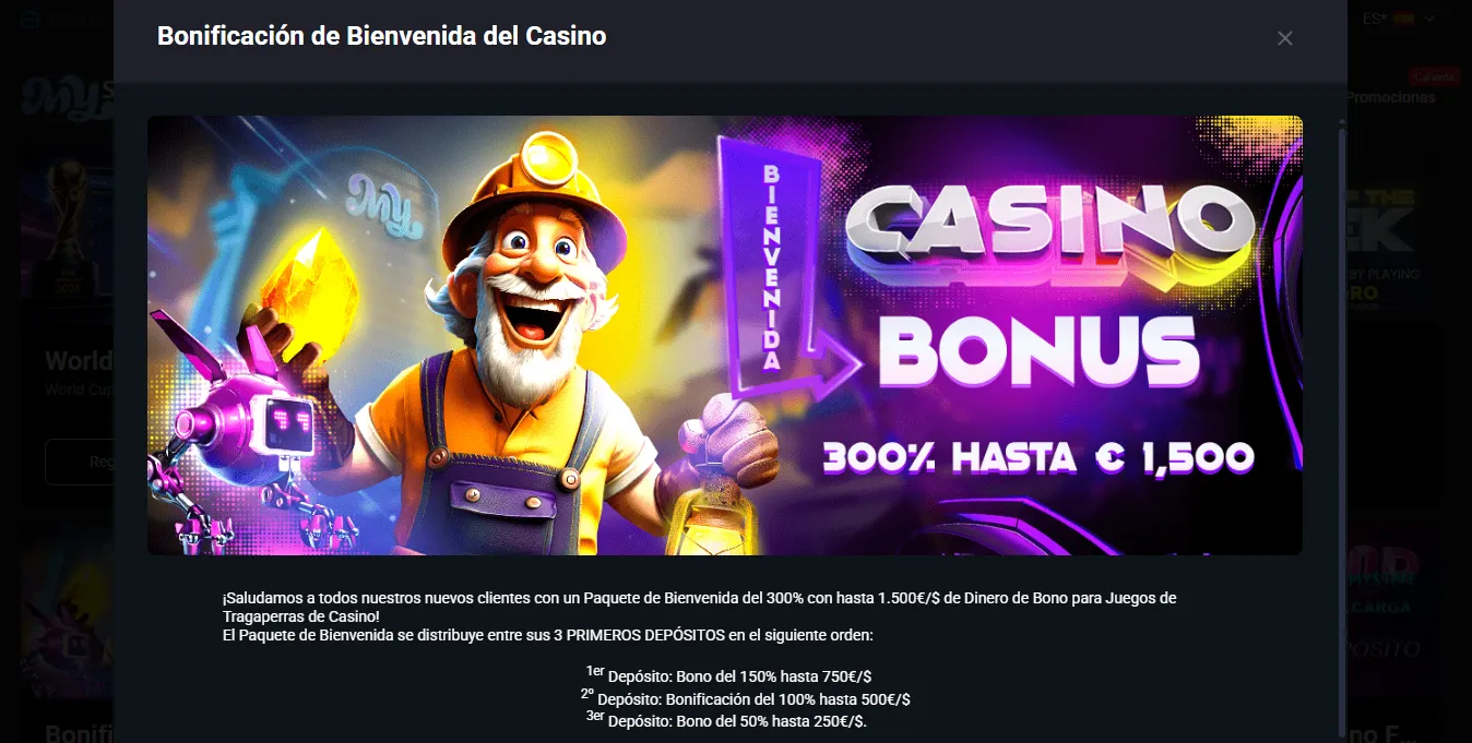 Bono de bienvenida MyStake Casino y ofertas de slots