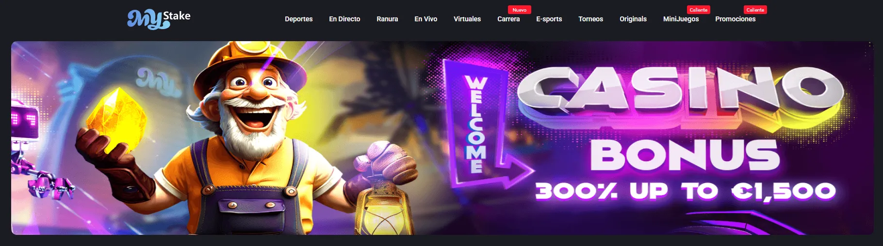 Bono de bienvenida MyStake Casino y oferta de slots