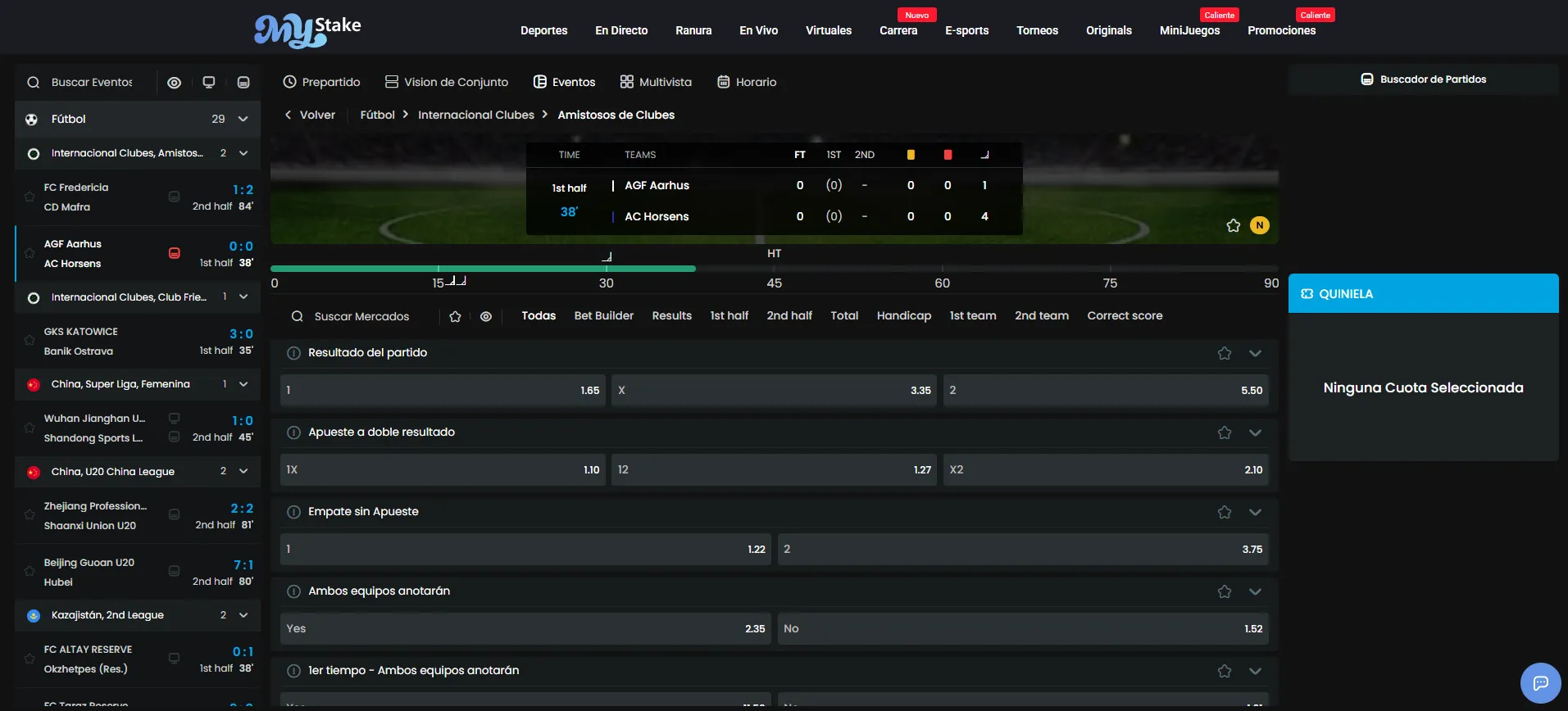 Apuestas en vivo MyStake y cuotas in-play