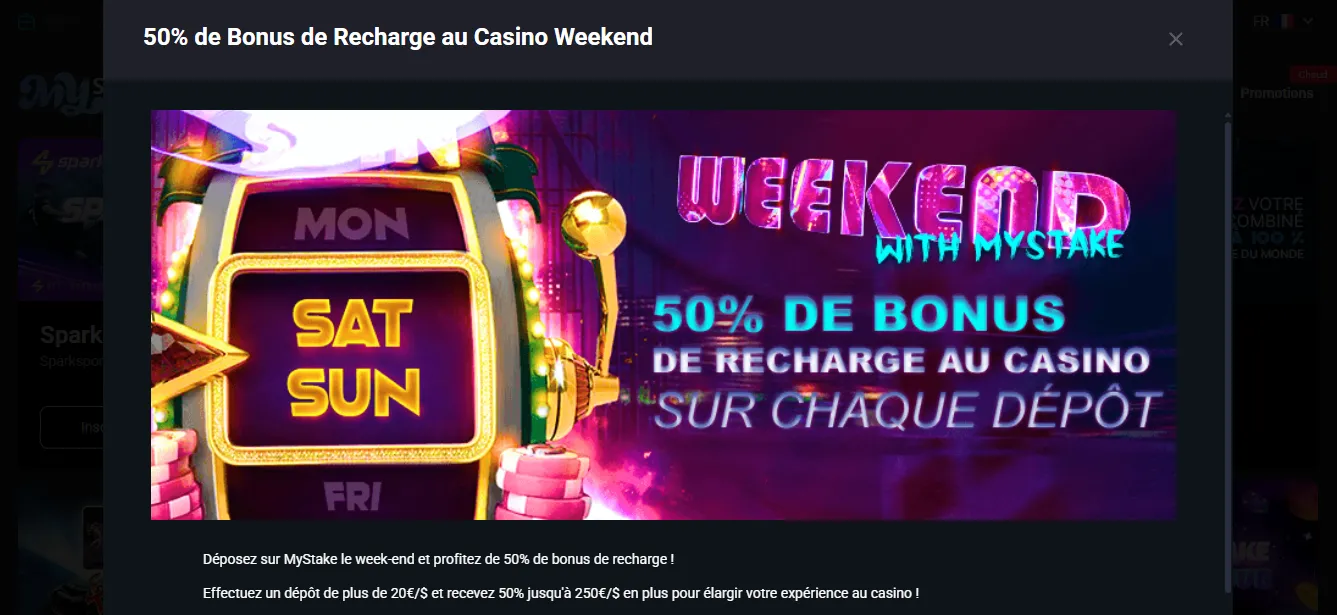 Bonus de recharge week-end MyStake