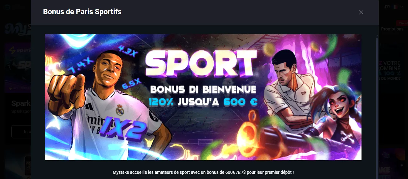 Bonus sport MyStake et promotions sportives