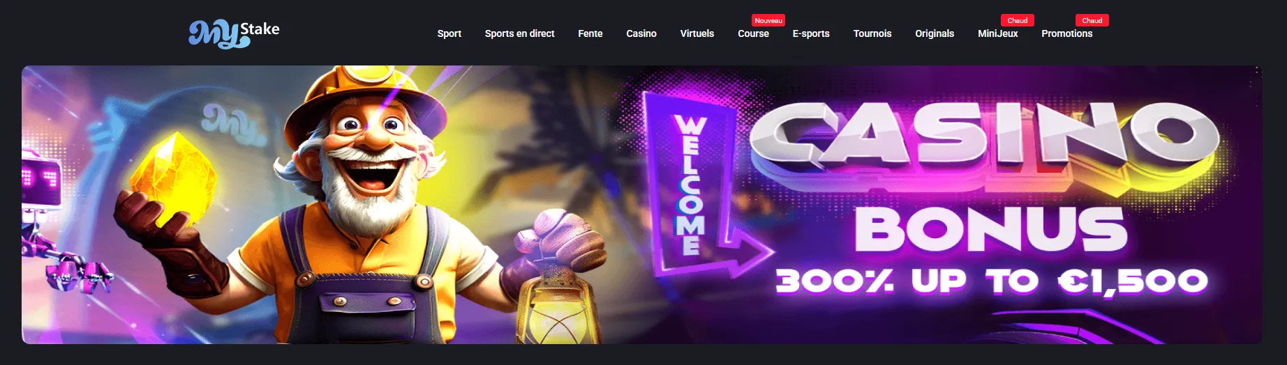 Offre casino de bienvenue MyStake pour machines à sous