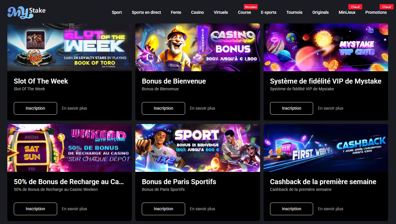 Offres bonus et récompenses MyStake