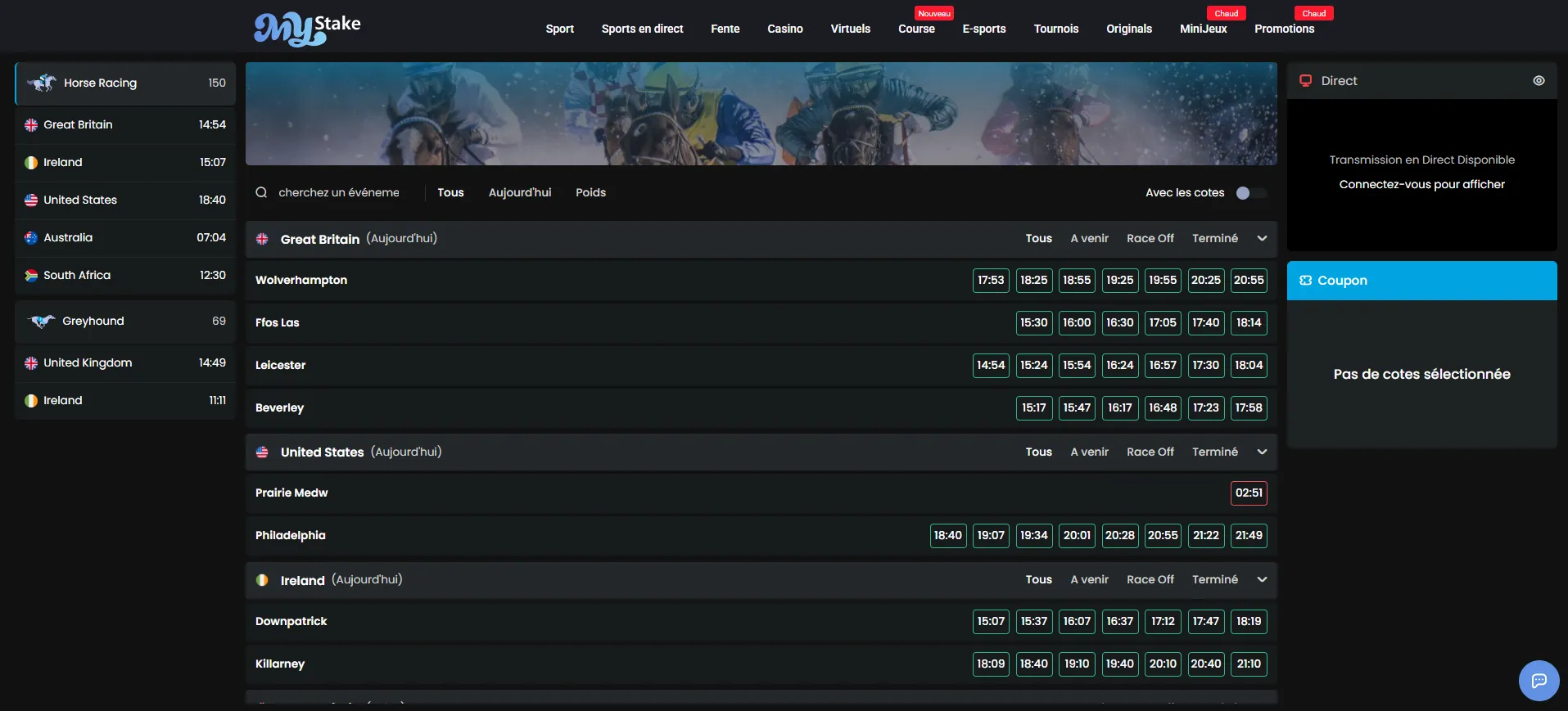 Courses et marchés sport MyStake