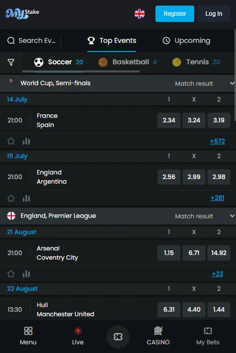 MyStake sportsbook mobile betting