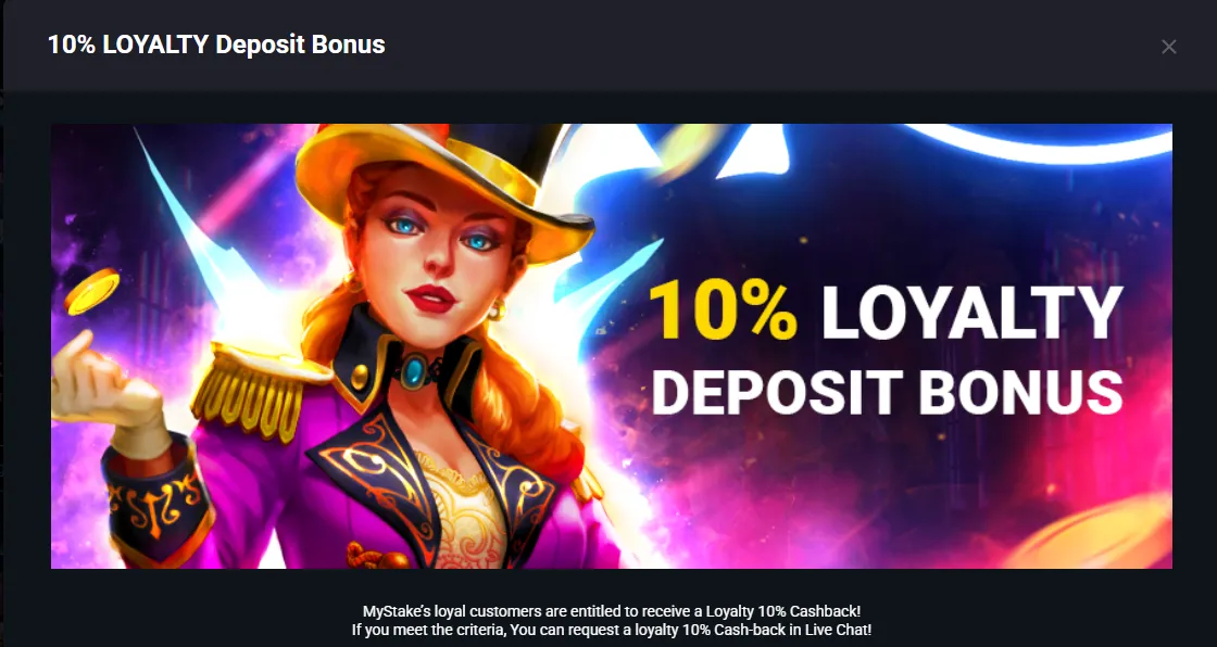 MyStake loyalty cashback bonus