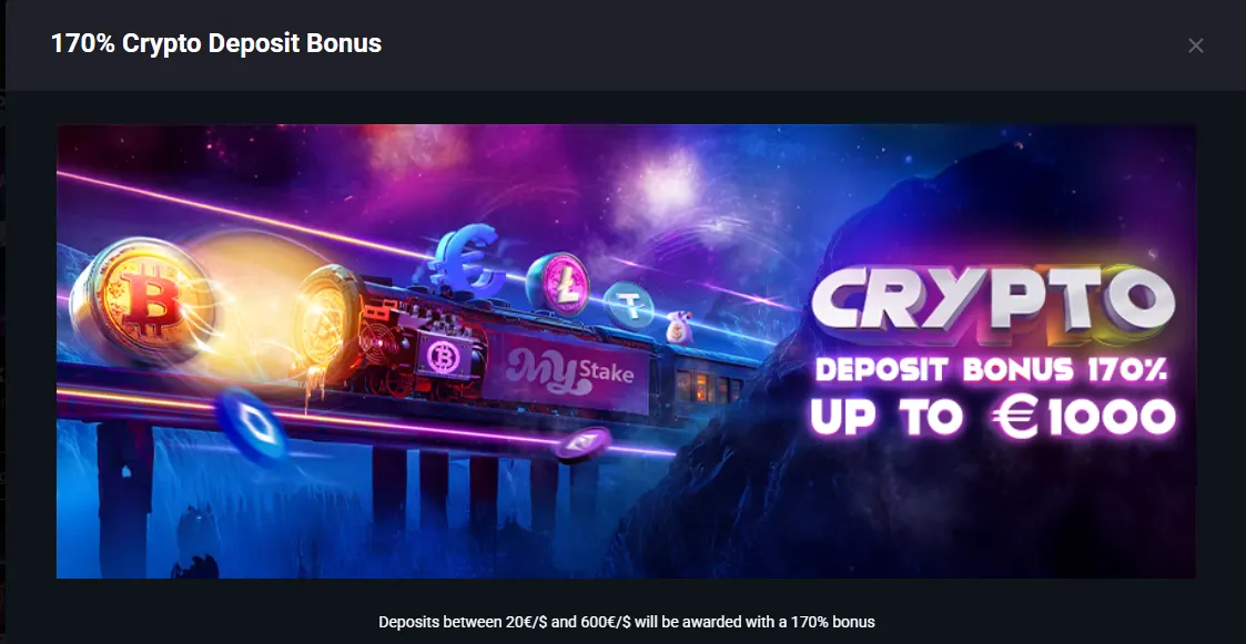 MyStake crypto bonus and cashback
