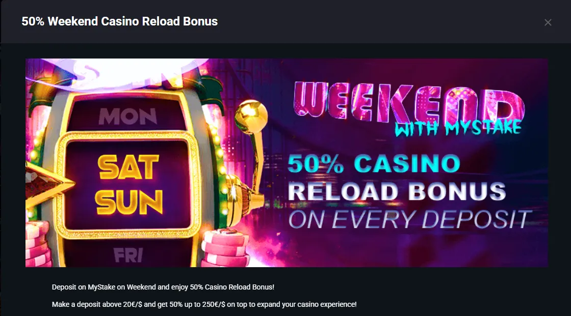 MyStake weekend reload bonus