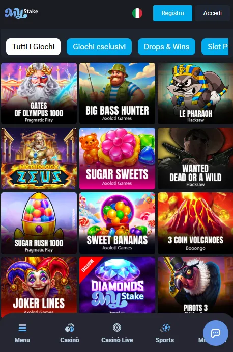 Giochi di MyStake Casinò da mobile