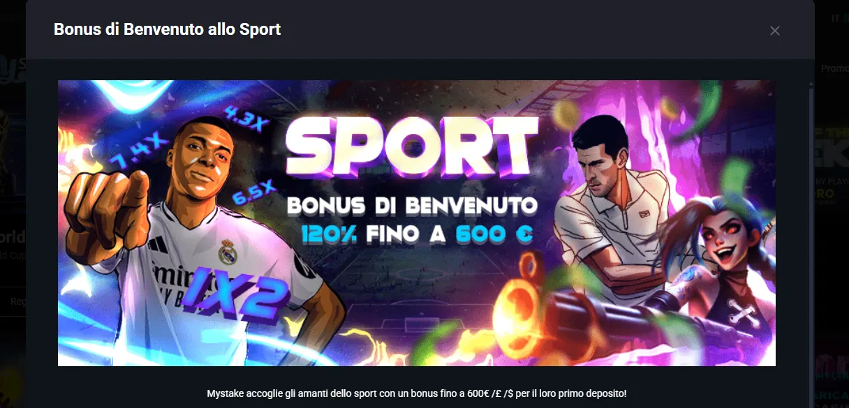 Bonus sportivi MyStake e promozioni sulle scommesse
