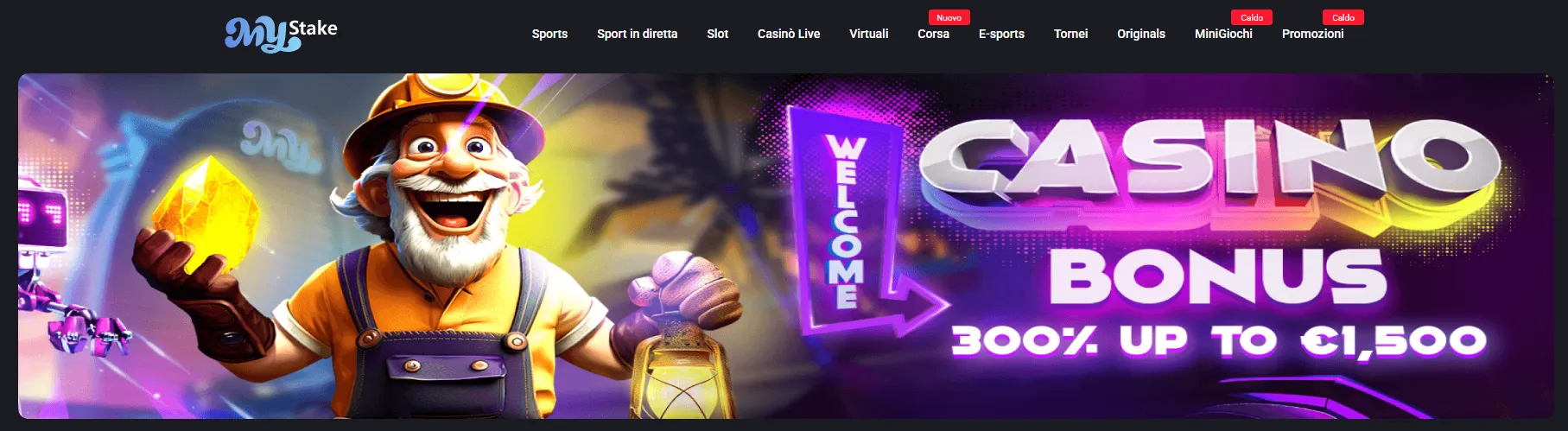Bonus di benvenuto MyStake Casinò e offerta sulle slot