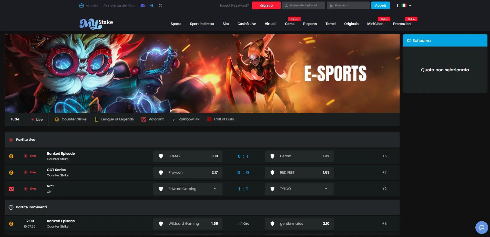 Mercati eSport MyStake